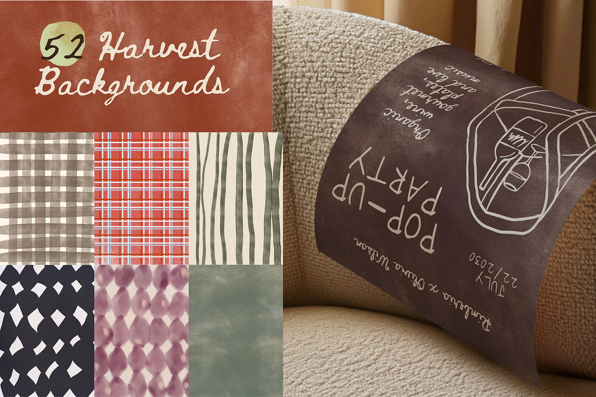 Handmade Harvest Backgrounds, a Background Graphic by Veyla (Photo 1 of 10)