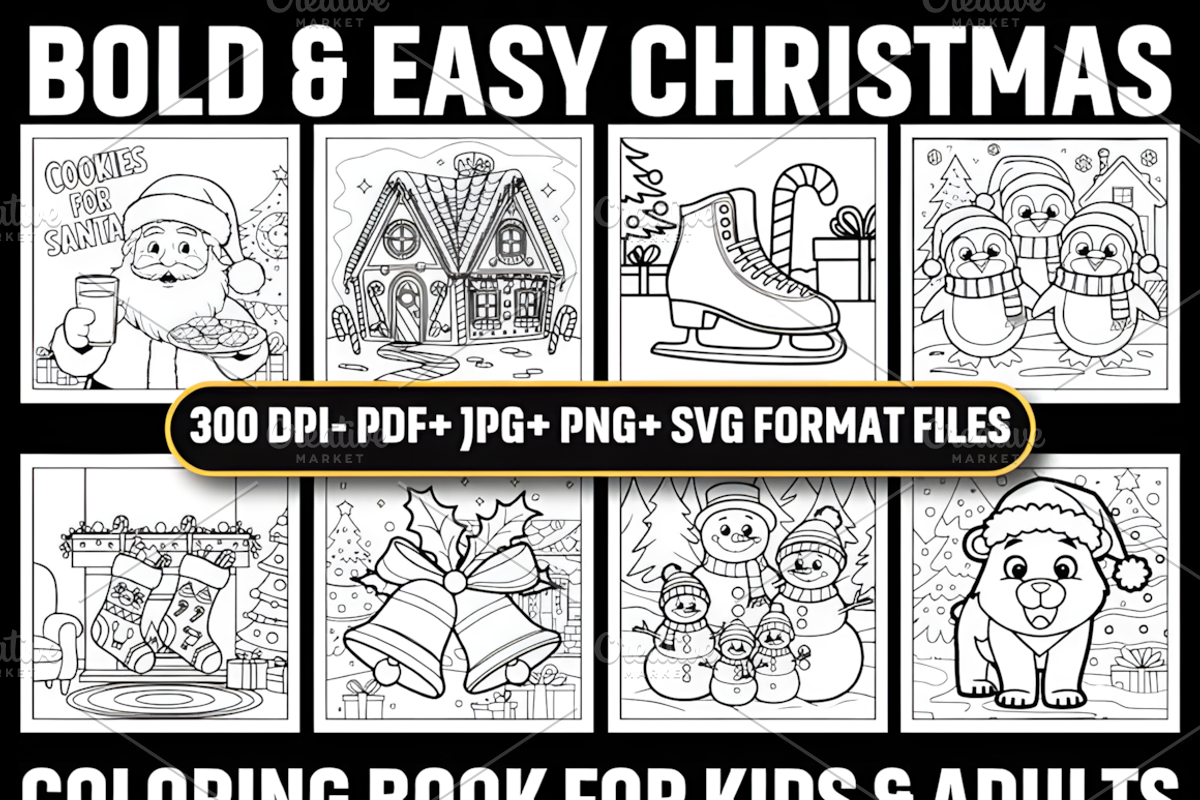 Bold & Easy Christmas Coloring, a Seasonal Illustration by Coco Bloom (Photo 3 of 5)