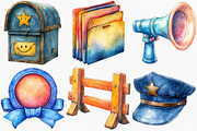 Watercolor Cute Police Clipart, an Illustration by Canvas Craft (Thumbnail 2 of 7)
