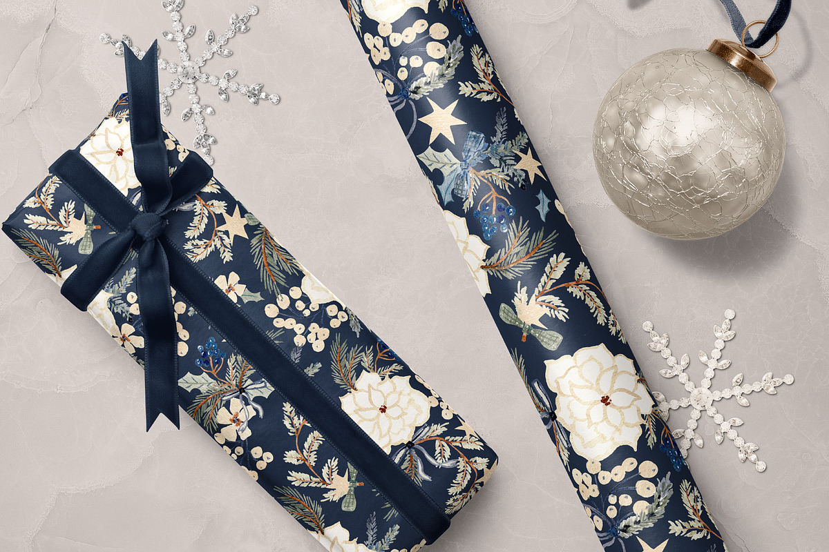 Navy Christmas Pattern, a Pattern Graphic by Webvilla Studio (Photo 4 of 5)