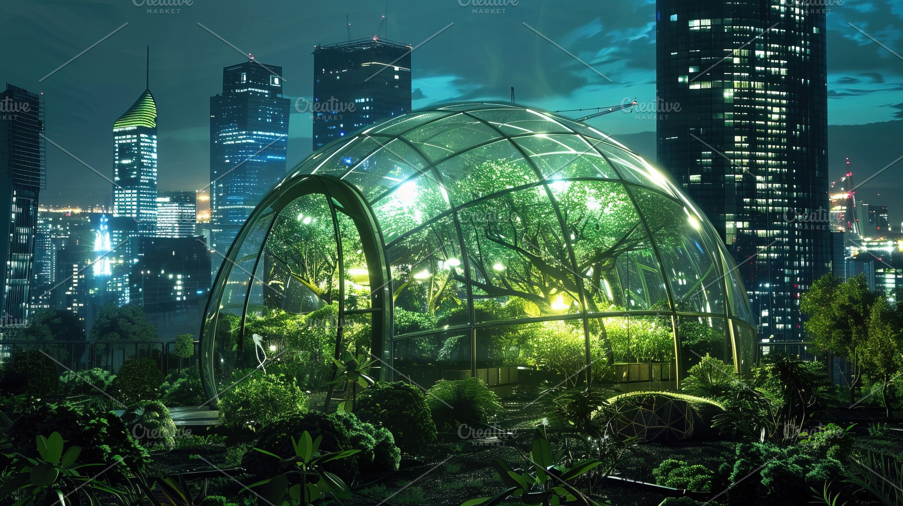Urban Greenhouse at Night, an Architecture Photo by Ales Munt