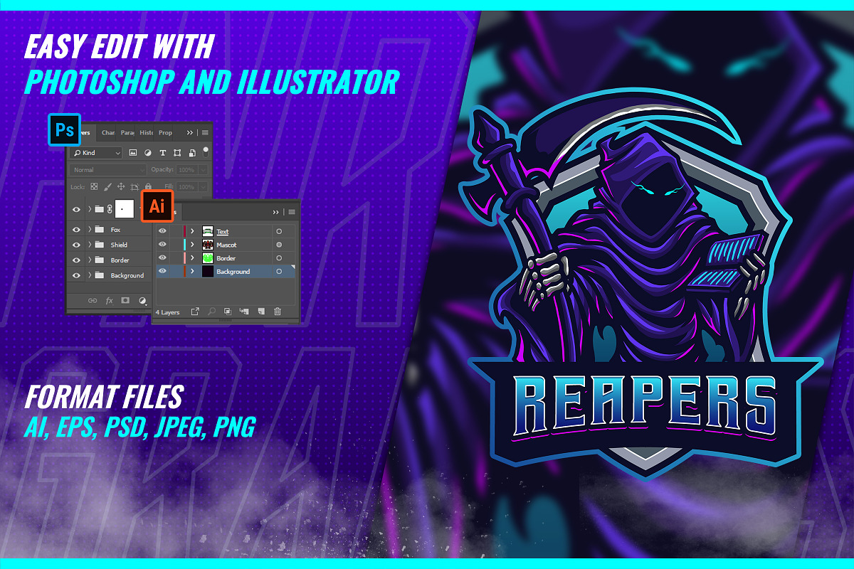 Death Reaper - Mascot & Esport Logo, a Branding & Logo Template by FNR Graphics (Photo 2 of 5)