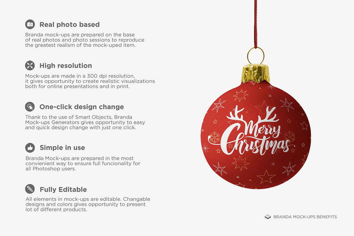 Christmas Ball Mock-up, a Product Mockup by Branda Keeps (Photo 2 of 17)
