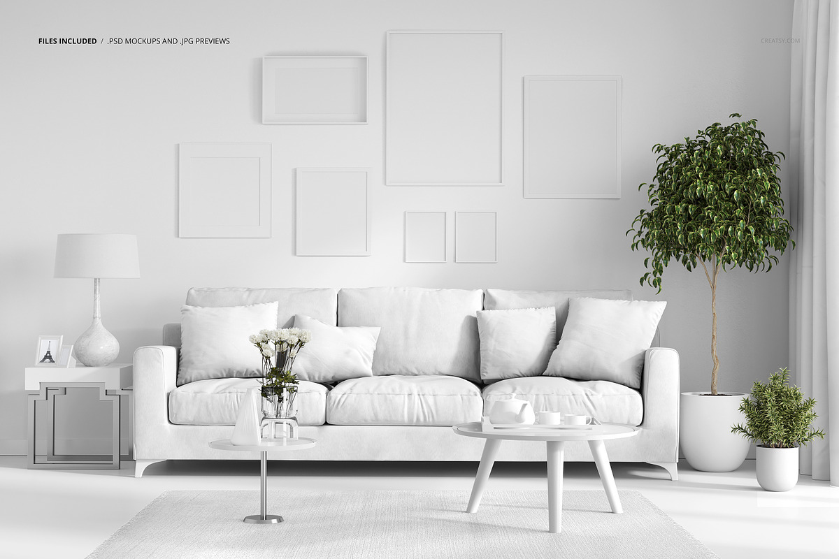 Classic Living Room with Sofa Mockup, a Household Mockup by creatsy2 (Photo 2 of 4)