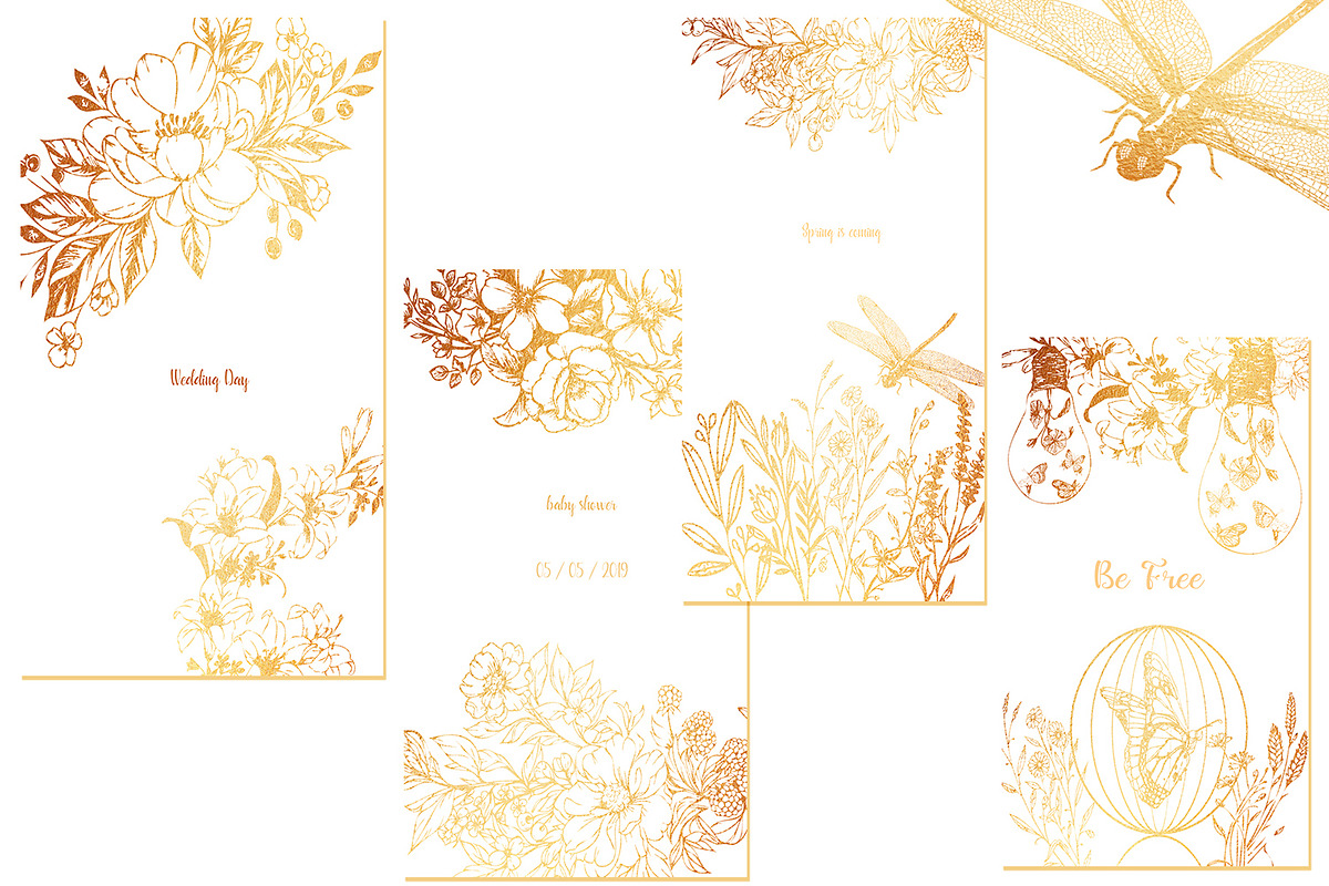 Gold Card templates and floral items, a Card Template by AnastasiyaOleynik (Photo 5 of 9)