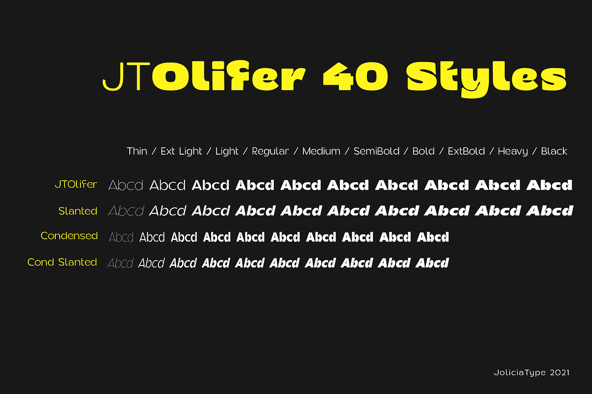 JT Olifer | 40 Fonts Family, a Sans Serif Font by Jolicia Type (Photo 6 of 13)