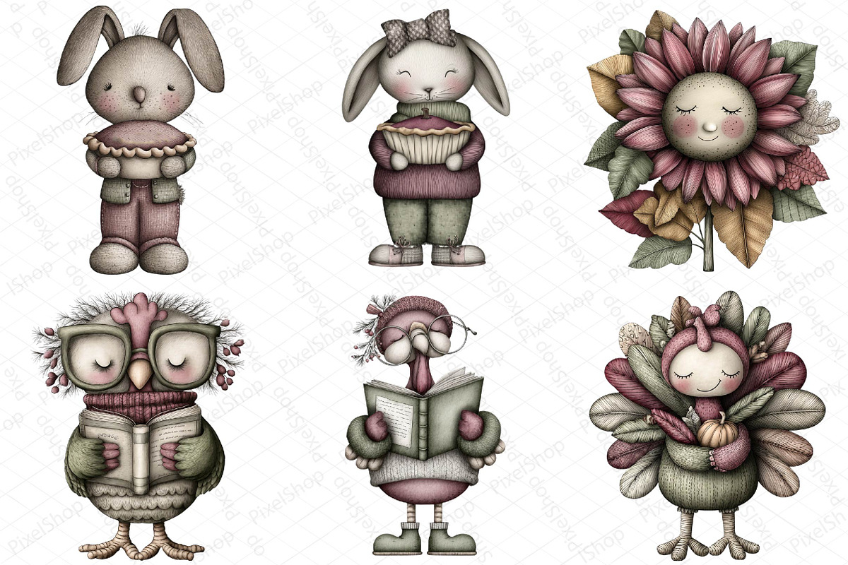 Whimsical Thanksgiving Clipart Bundl, an Illustration by DreamPrint404 (Photo 5 of 7)