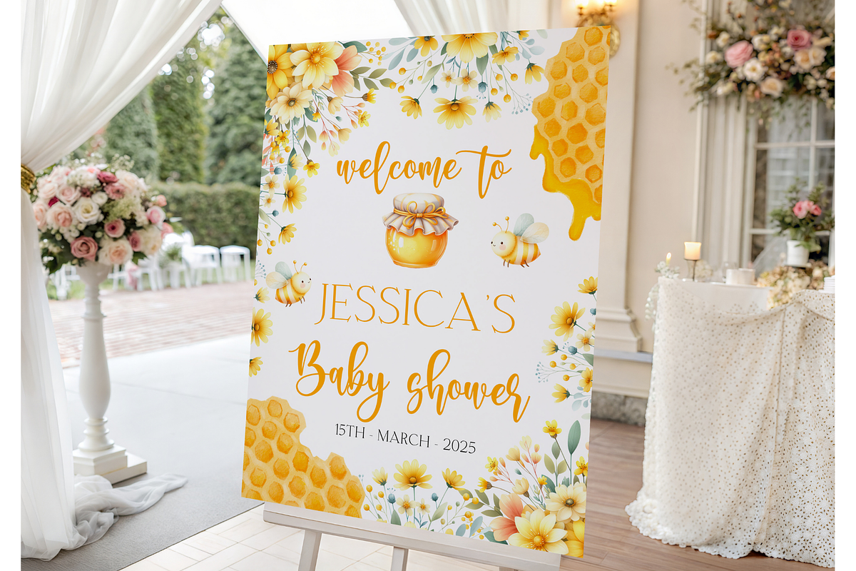 Mommy to Bee Shower Welcome Sign, a Templates & Theme by VeliusCreativeStudio (Photo 3 of 3)