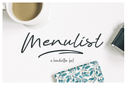 SALE! Menulist Typeface, a Script Font by Emtheen Std. (Thumbnail 1 of 13)