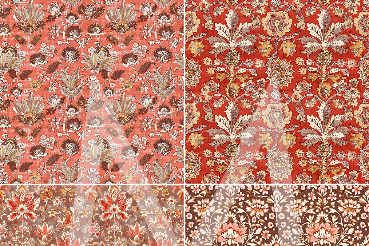 Crimson Red Indian Seamless Patterns, a Pattern Graphic by Maishop (Photo 4 of 8)
