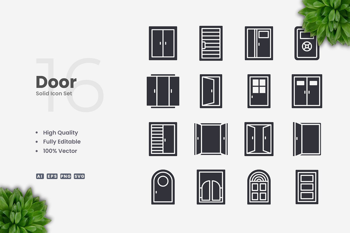 Door Solid Icons, an Icon by Upnowgraphic