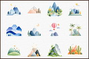 Mountain Landscape Watercolor Clipar, an Illustration by Sublimation Artist (Thumbnail 3 of 6)