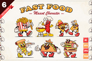 Fast Food Character Retro Mascot