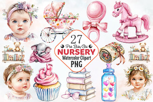 Pink Baby Girl Nursery Clipart, an Illustration by RobertsArt