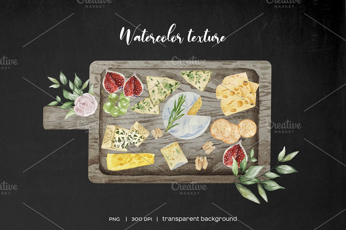 Watercolor Cheese Board Logo, an Illustration by Art and Funny (Photo 5 of 5)