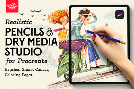 VVDS Realistic Pencils & Dry Media, a Brush Add-On by Vintage Voyage Supply