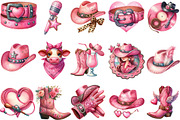 Pink Disco Cowgirl Watercolor PNG, an Illustration by Designking (Thumbnail 2 of 5)