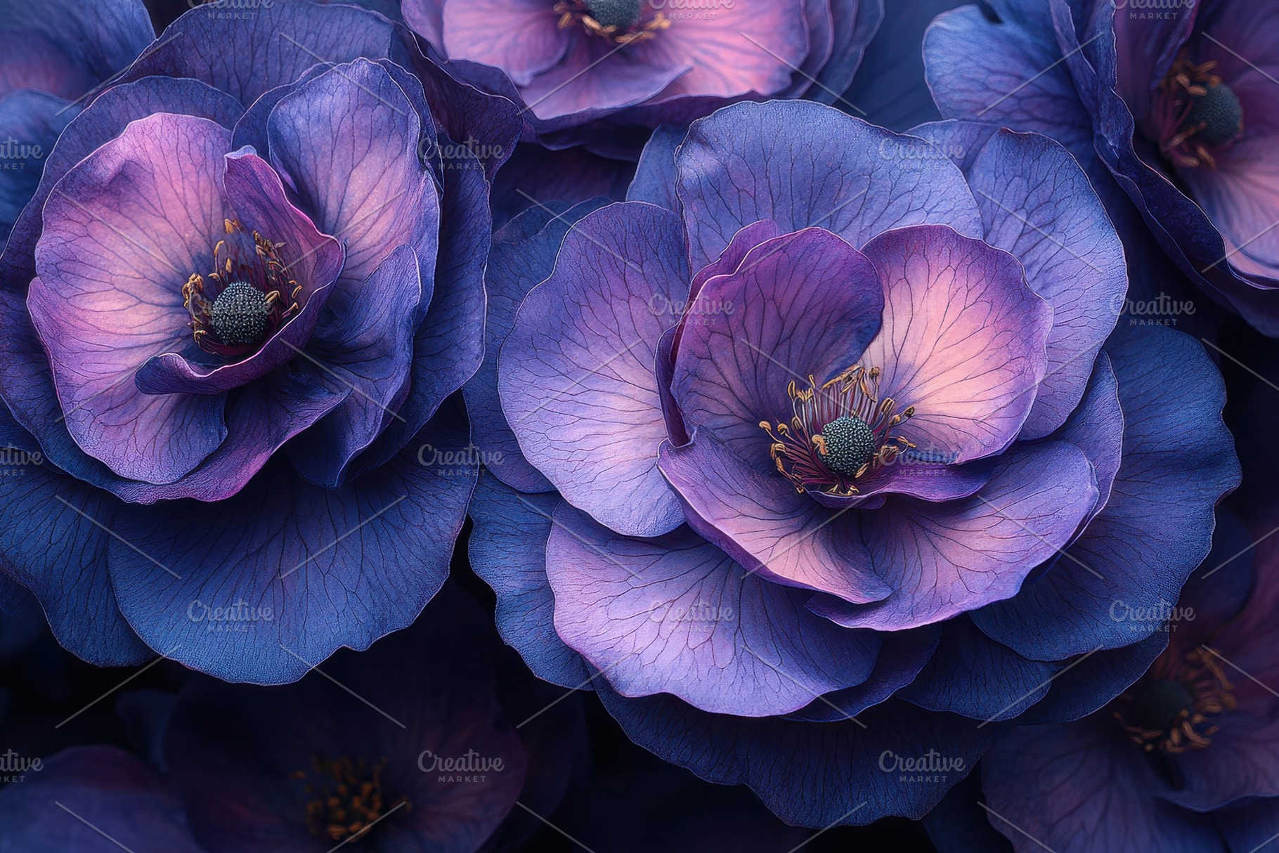 Vibrant purple flowers showcasing in, a Photo by Tanuart