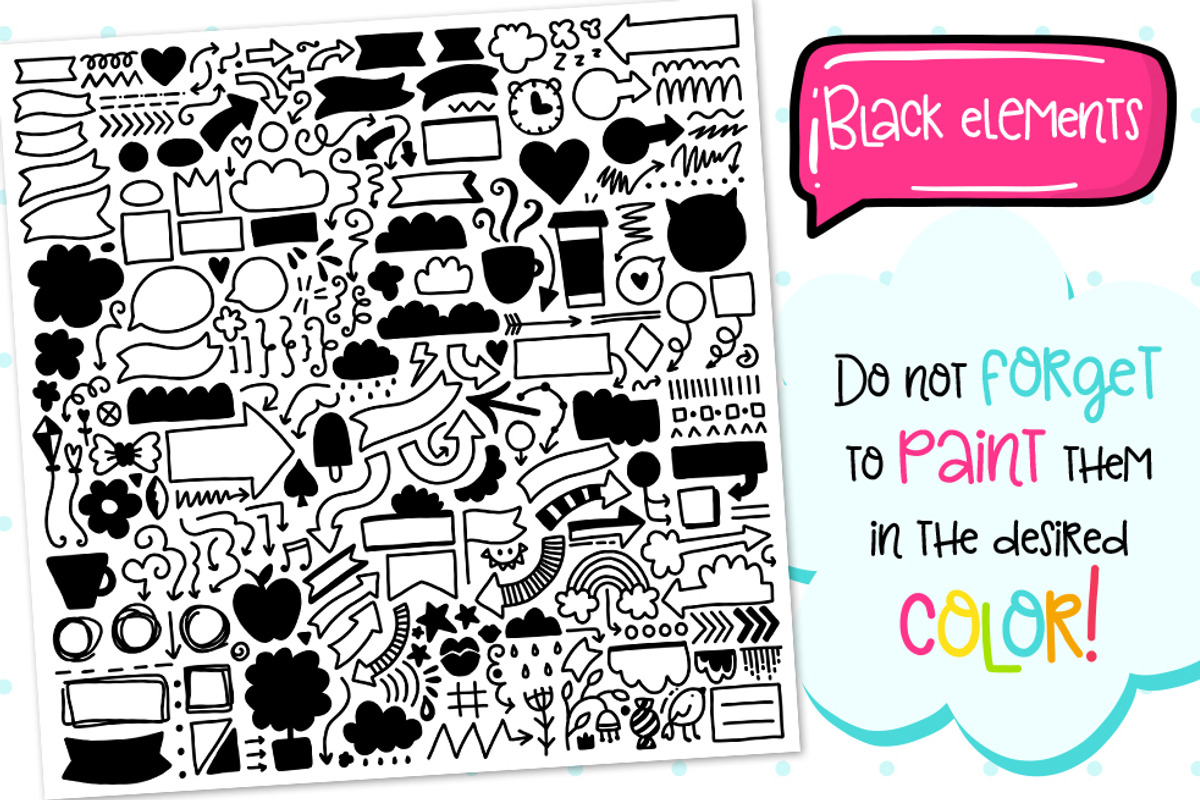 700 Doodles & Patterns - Clipart Set, an Object Graphic by Velliniki (Photo 3 of 5)