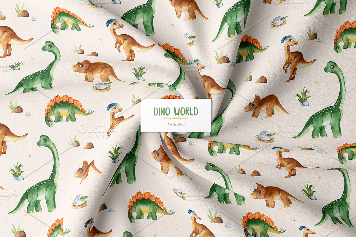 Dino World. Watercolor collection., an Animal Illustration by Kate_Rina (Photo 15 of 16)