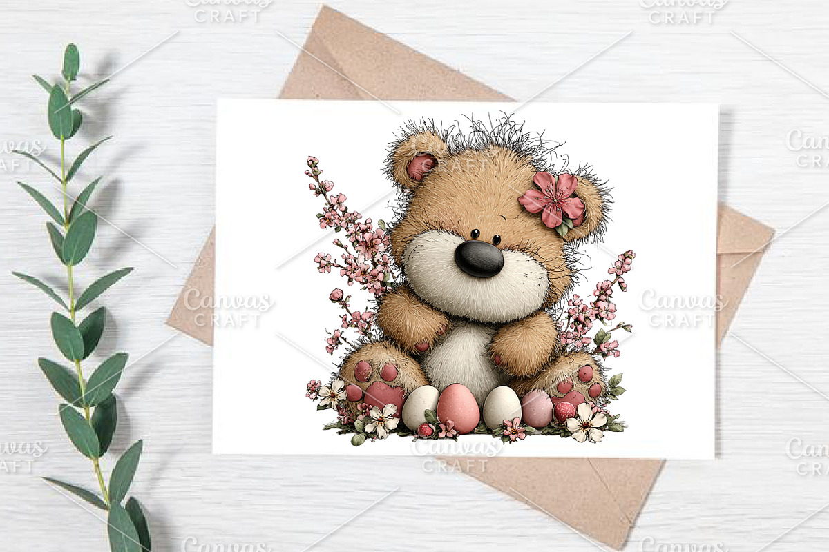 Whimsical Easter Teddy Bear Clipart, an Illustration by Canvas Craft (Photo 6 of 7)