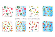 Summer Fruits Seamless patterns, an Illustration by JennyColorArt (Thumbnail 5 of 6)