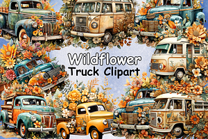 Wildflower Truck Clipart