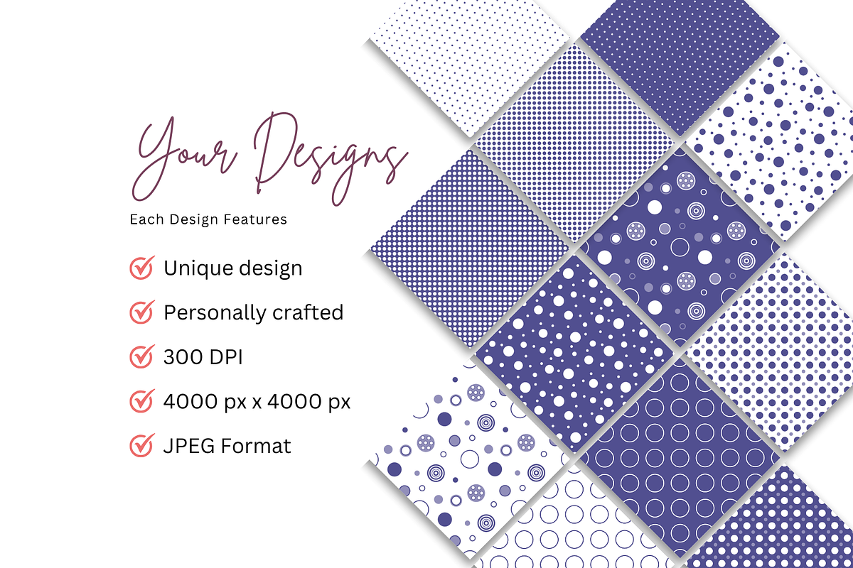 Purple Polka Dot Seamless Design Set, a Pattern Graphic by Earley Bird Design Studio (Photo 7 of 8)