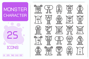 Kawaii Monster Character Icons