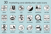 Thirty line icons set of marketing., a Technology Illustration by Adamskyistudio (Thumbnail 2 of 2)