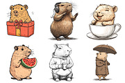Watercolor Capybara Clipart, an Illustration by Watercolor design (Thumbnail 3 of 4)