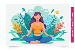 An illustration of a woman meditatin, an Illustration by Tanuart