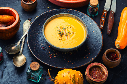 Autumn vegetarian pumpkin soup, a Food & Drink Photo by MLunov MLunov