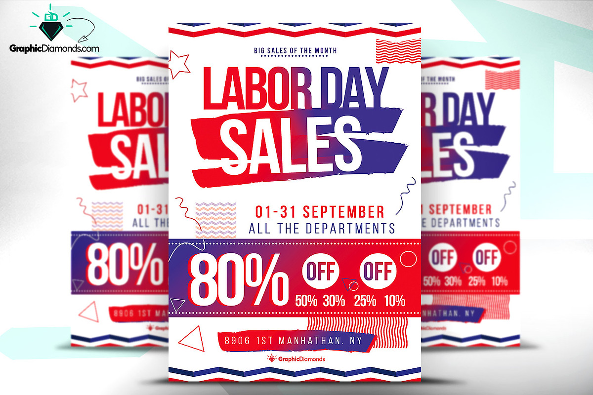 Labor Day Sale Flyer + Ad Banner Se, a Flyer Template by GraphicDiamonds (Photo 1 of 7)