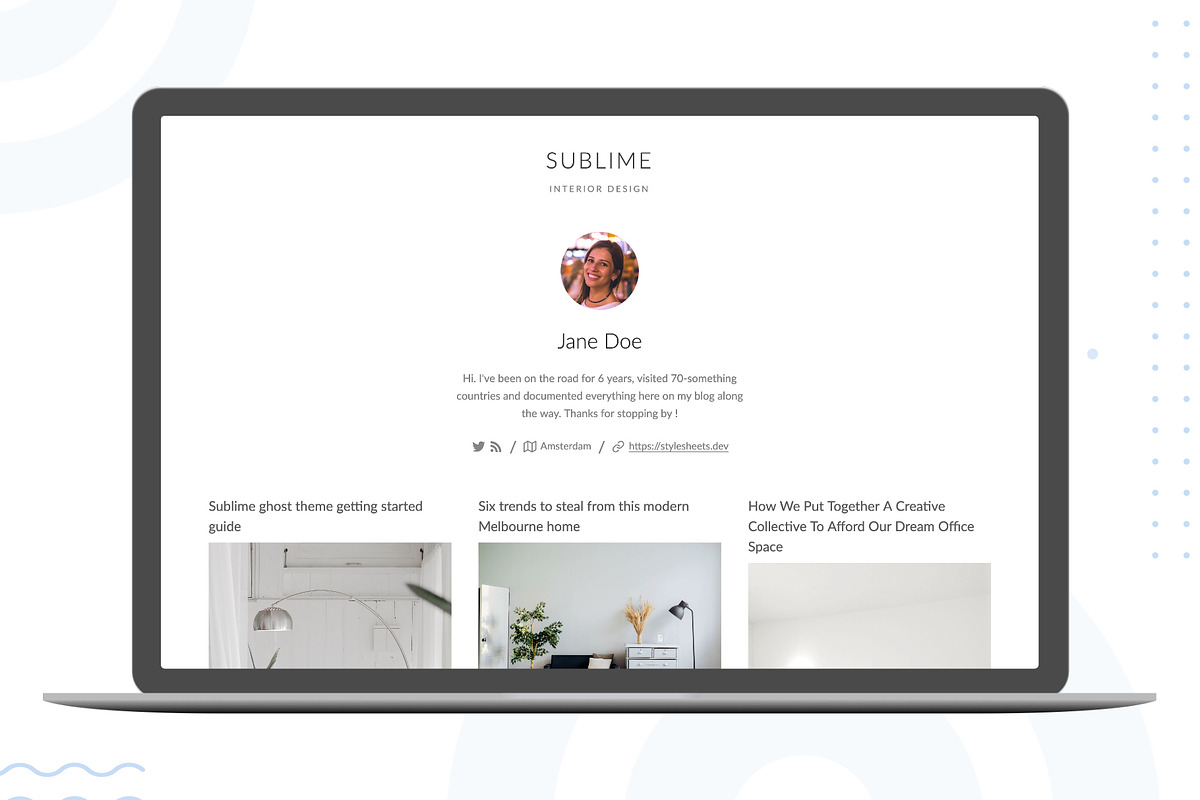 Sublime – Ghost Blogging Theme, a Websites & App Template by Stylesheets.dev (Photo 4 of 7)