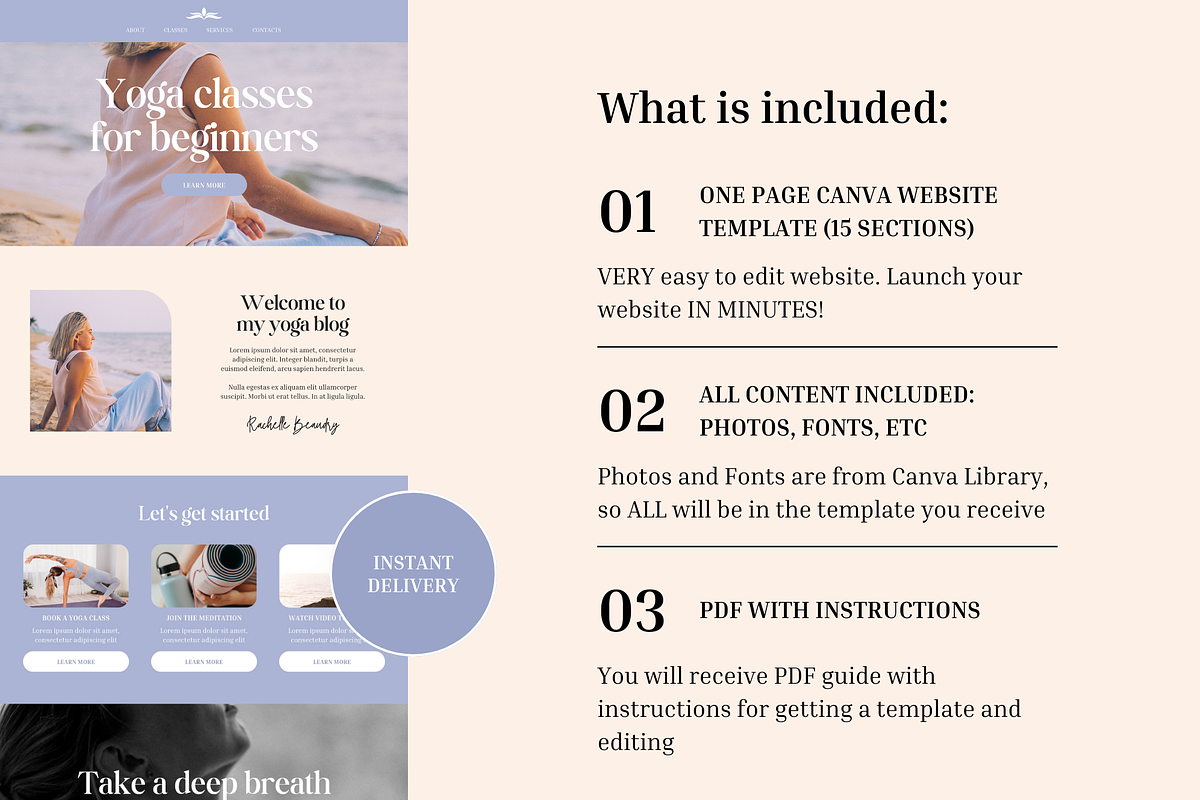 Yoga Coach Rachelle Website Template, a Websites & App Template by Eden Origin Studio (Photo 3 of 11)