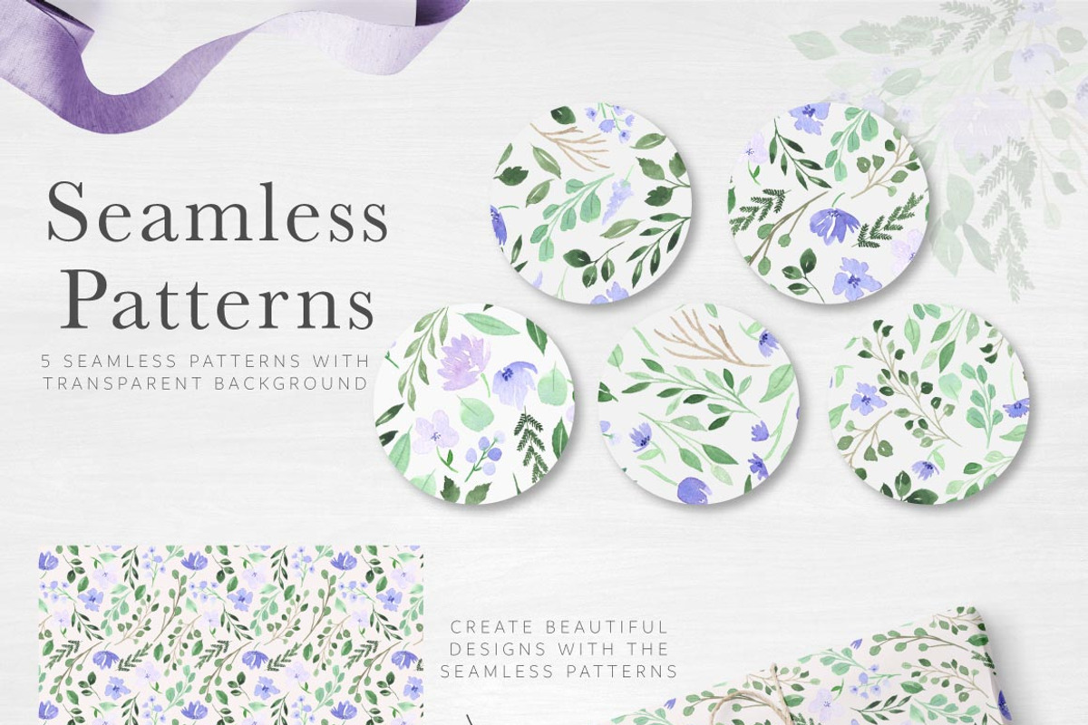 Violet Florals & Greenery Leaves, an Illustration by Momo Studio (Photo 11 of 19)