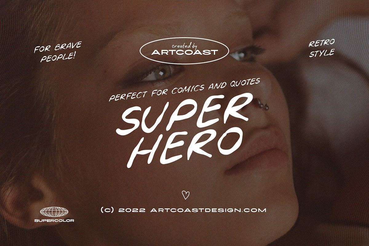 Superhero - Handwriting Font, a Script Font by Artcoast Fonts (Photo 1 of 10)