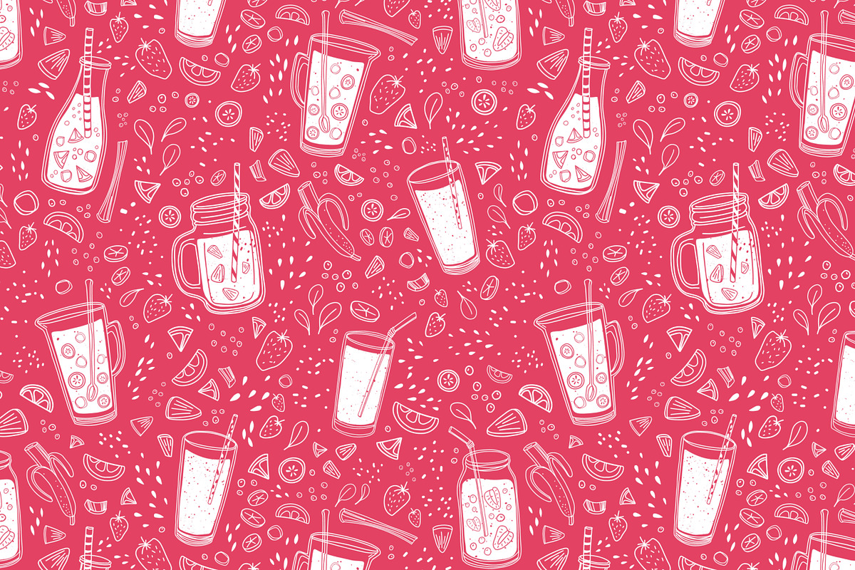 Smoothie drinks set + backgrounds, a Food Illustration by Good Studio (Photo 15 of 25)