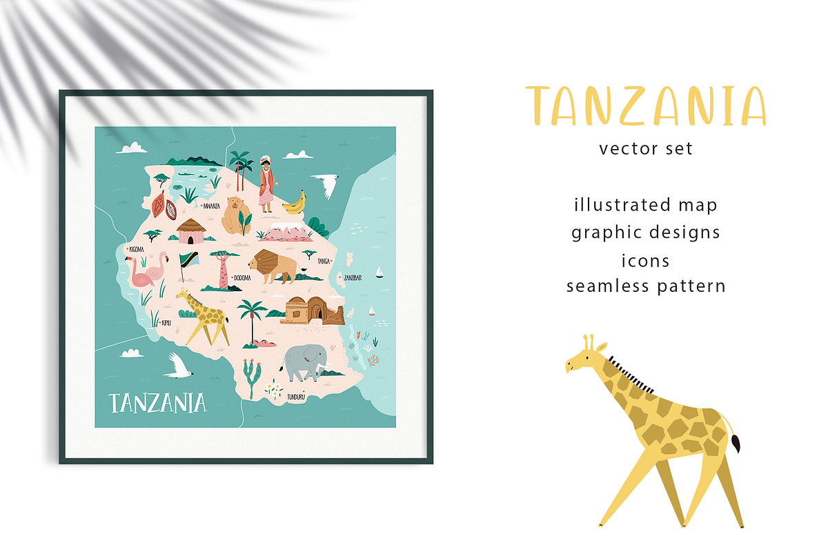 Tanzania Illustrated Map & Set, an Illustration by danceyourlife (Photo 1 of 7)