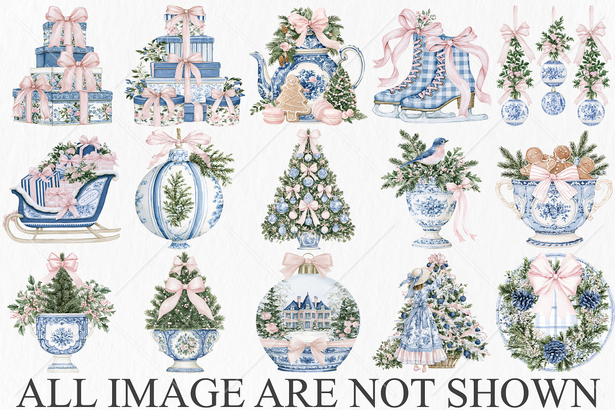 Watercolor Chinoiserie Christmas PNG, a Seasonal Illustration by Canvas Craft (Photo 4 of 10)