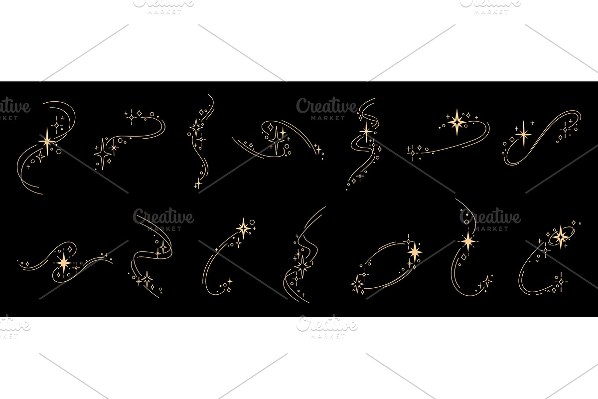 Golden star sparkles bursts trace, a Seasonal Illustration by Buch&Bee (Photo 3 of 3)