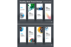 Abstract business vector set of modern roll Up Banner stand desi
