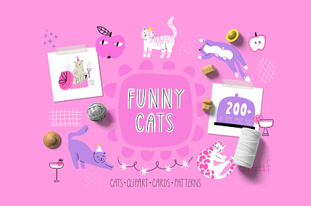 FUNNY CATS: birthday clipart cards