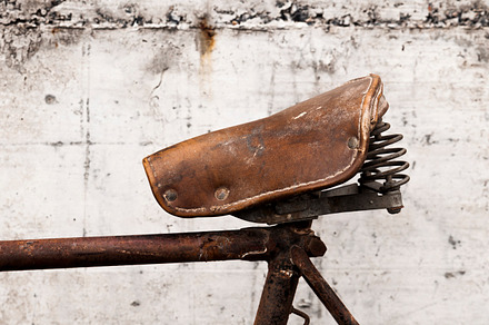 Antique or retro bicycle saddle