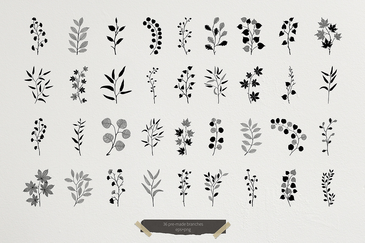 Modern graphic elements. Art leaves, an Object Graphic by white angel arts (Photo 9 of 19)