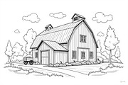 Vintage Farmhouse Sketch Bundle, an Illustration by hafijul (Thumbnail 6 of 7)