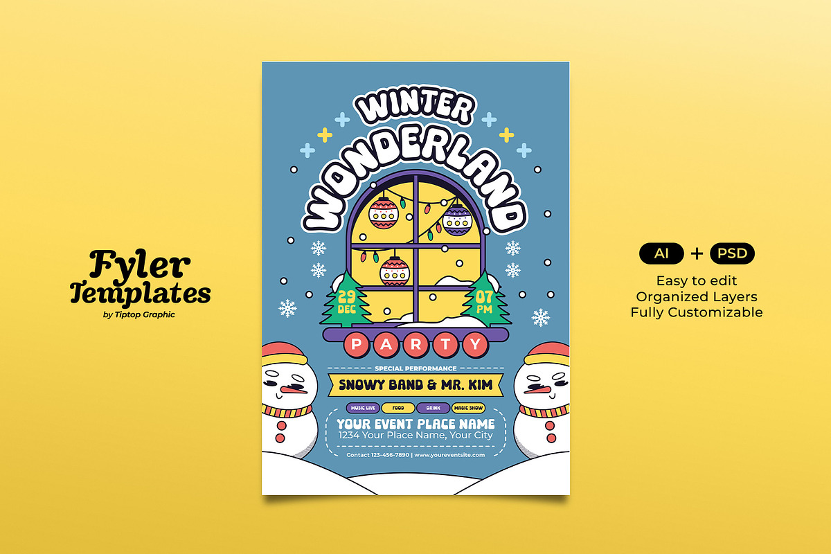 Winter Wonderland Flyer Template, a Flyer Template by Tiptop Graphic (Photo 1 of 5)