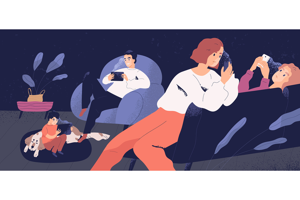 Family gadget addiction concept, a Technology Illustration by Good Studio (Photo 3 of 3)