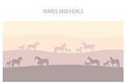 Mares and foals, an Animal Illustration by Naurider (Thumbnail 1 of 3)